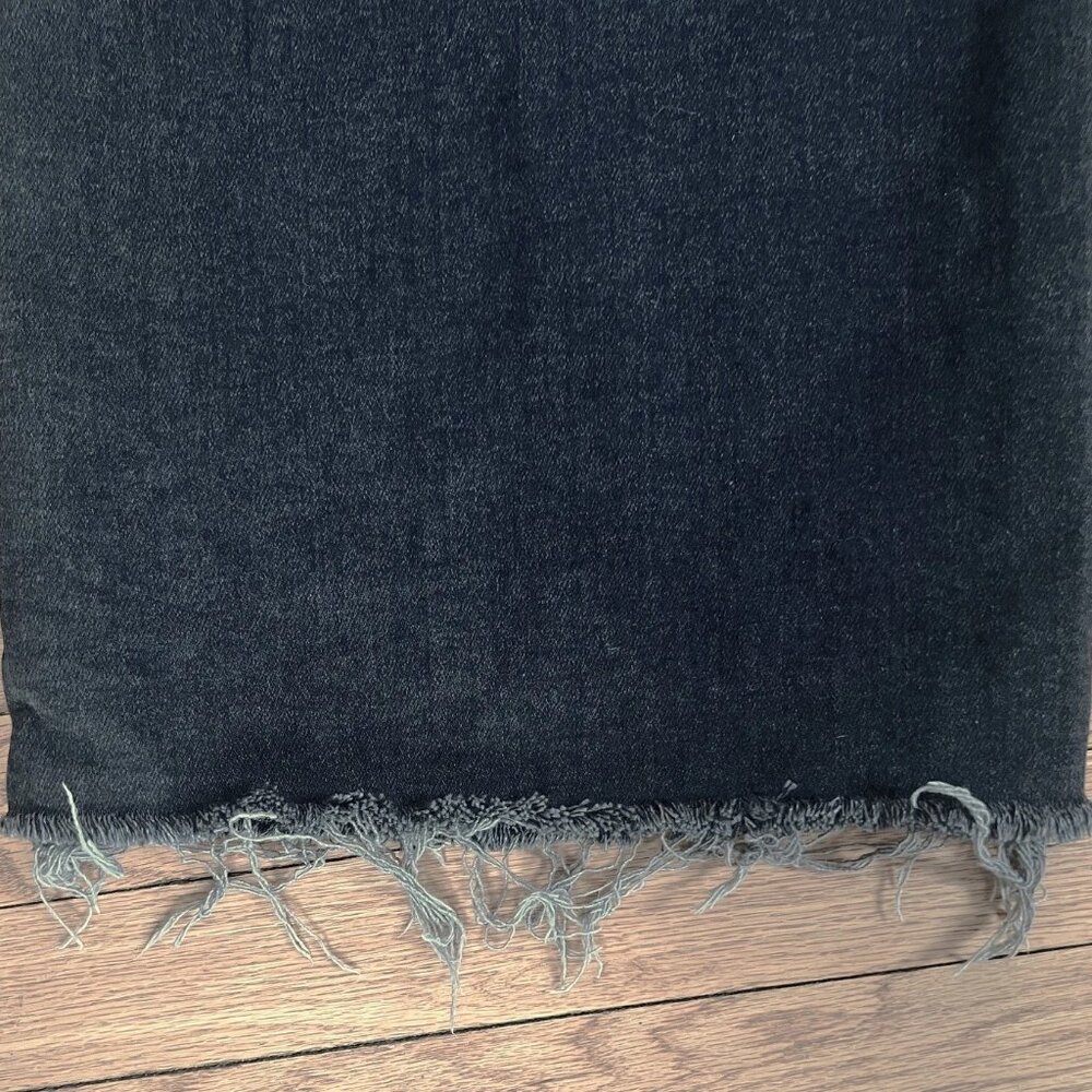 Paige Anessa High Rise Wilde Leg Crop Jeans Raw Frayed Hems Black Lotus 31 EUC! - Picture 10 of 10